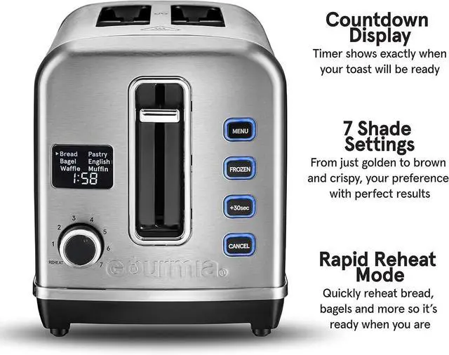 Alt view image 4 of 6 - Gourmia GDT2650 Digital Multi-Function Stainless Steel Toaster