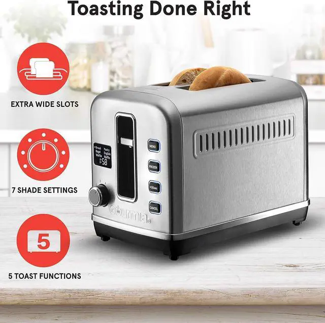 Alt view image 3 of 6 - Gourmia GDT2650 Digital Multi-Function Stainless Steel Toaster