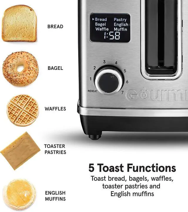Alt view image 5 of 6 - Gourmia GDT2650 Digital Multi-Function Stainless Steel Toaster