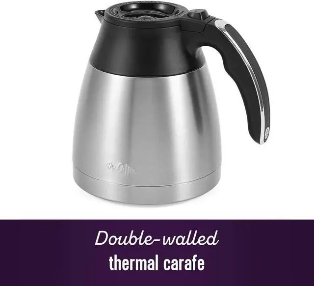 Alt view image 3 of 7 - Mr. Coffee 10-Cup Programmable Coffee Maker, Insulated Thermal Carafe, Brew Strength Selection, Brew Now or Later, Stainless Steel