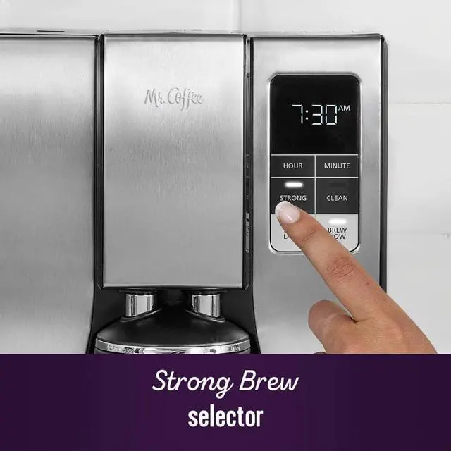 Alt view image 4 of 7 - Mr. Coffee 10-Cup Programmable Coffee Maker, Insulated Thermal Carafe, Brew Strength Selection, Brew Now or Later, Stainless Steel