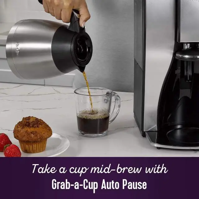 Alt view image 6 of 7 - Mr. Coffee 10-Cup Programmable Coffee Maker, Insulated Thermal Carafe, Brew Strength Selection, Brew Now or Later, Stainless Steel