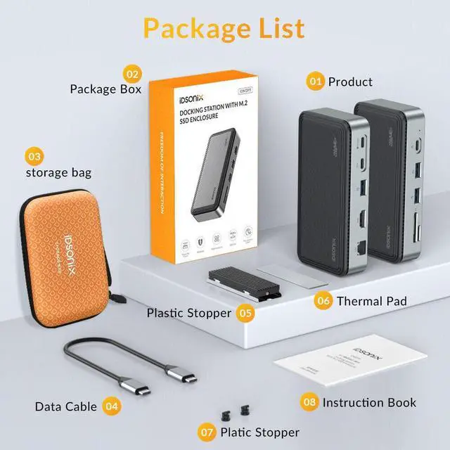 Alt view image 6 of 6 - iDsonix USB HUB with M.2 NVMe SSD Enclosure Docking Station Adapter to HDMI-compatible Card Reader RJ45 SATA Case for Laptop PC