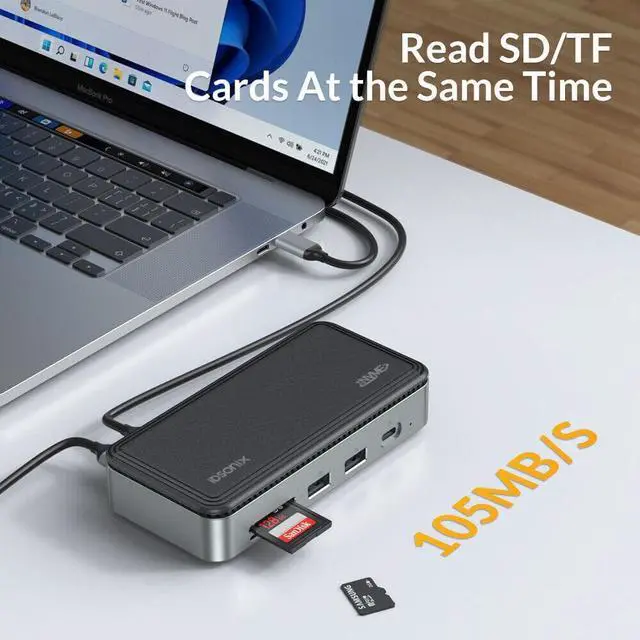 Alt view image 4 of 6 - iDsonix USB HUB with M.2 NVMe SSD Enclosure Docking Station Adapter to HDMI-compatible Card Reader RJ45 SATA Case for Laptop PC