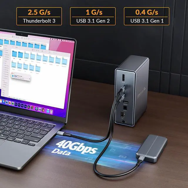 Alt view image 4 of 7 - iDsonix Thunderbolt 3 Dock for MacBook, 15 in 1 Thunderbolt 3 Docking Station Dual Monitor for Laptop with Thunderbolt 3 Port, HDMI 4K, USB A/C, 1000M Ethernet, 65W Power Adapter