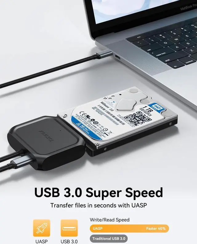 Alt view image 4 of 6 - iDsonix Hard Disk Cable USB 3.0 to SATA 3 Adapter Connector for 2.5'' SSD HDD Drive Cable length 1m