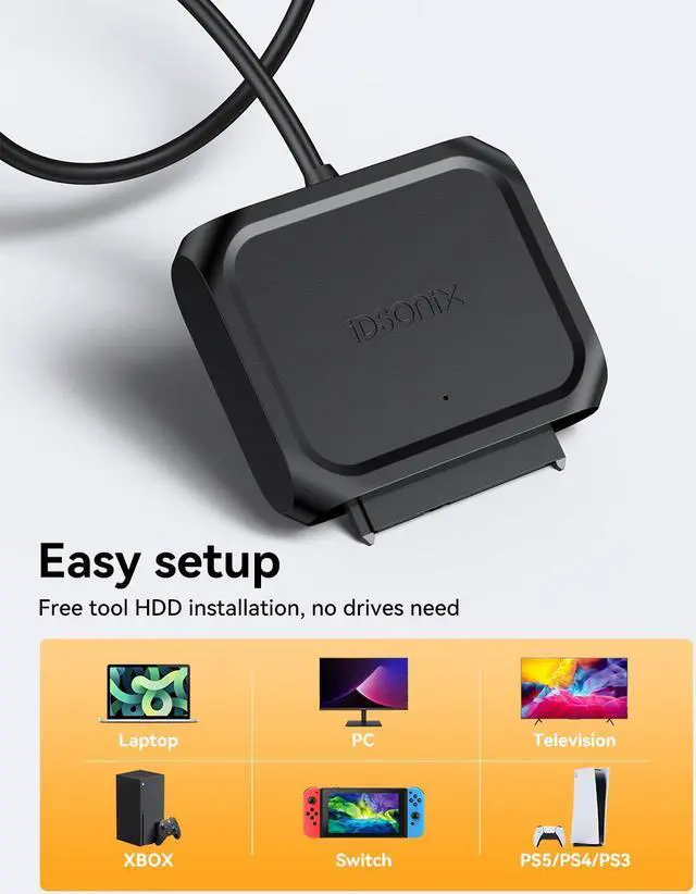 Alt view image 5 of 6 - IDsonix SATA to USB 3.0 2.5 inch HDD SSD Hard Drive Disk Converter Cable Adapter Cable length 1m