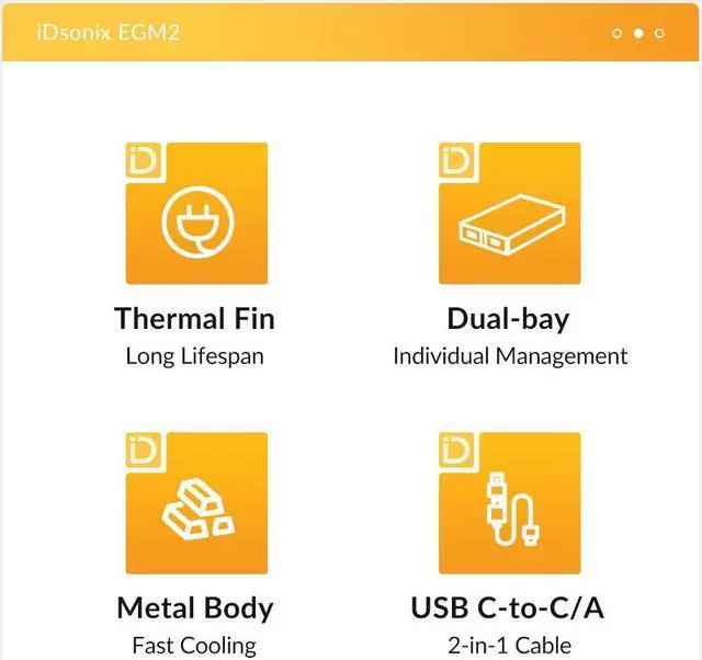 Alt view image 3 of 7 - iDsonix Dual-Bay M.2 NVMe SSD Hard Drive Enclosure USB3.1 Gen2 10Gbps M.2 NVME SSD