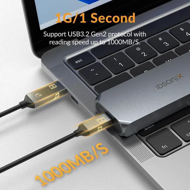 Alt view image 5 of 7 - iDsonix Dual-Bay M.2 NVMe SSD Hard Drive Enclosure USB3.1 Gen2 10Gbps M.2 NVME SSD