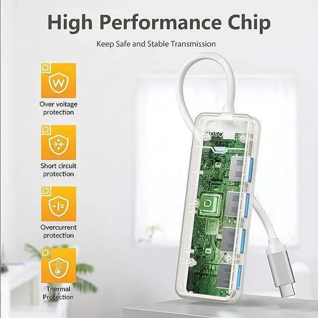 Alt view image 4 of 7 - iDsonix USB C Hub Multiport, iDsonix USB 3.0 Splitter USB Multiple Plug, 5Gbps USB C Splitter SuperSpeed USB Extension for PC, Laptop, MacBook Air/Pro/Mini, iMac, MacPro, Surface Pro, PS4, Printer