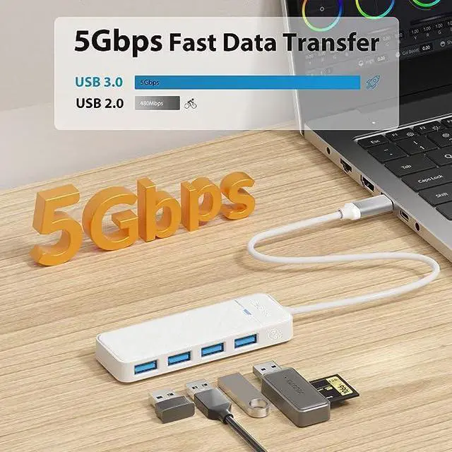 Alt view image 2 of 7 - iDsonix USB C Hub Multiport, iDsonix USB 3.0 Splitter USB Multiple Plug, 5Gbps USB C Splitter SuperSpeed USB Extension for PC, Laptop, MacBook Air/Pro/Mini, iMac, MacPro, Surface Pro, PS4, Printer