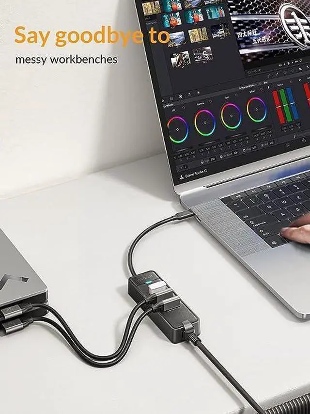 Alt view image 3 of 6 - USB C to Ethernet Adapter, iDsonix 3-Port USB 3.0 Hub 5Gbps with RJ45 10/100/1000 Gigabit Ethernet Adapter for MacBook Laptop, Support Windows, Mac OS, Surface Pro, Linux