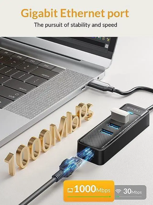 Alt view image 5 of 6 - USB C to Ethernet Adapter, iDsonix 3-Port USB 3.0 Hub 5Gbps with RJ45 10/100/1000 Gigabit Ethernet Adapter for MacBook Laptop, Support Windows, Mac OS, Surface Pro, Linux