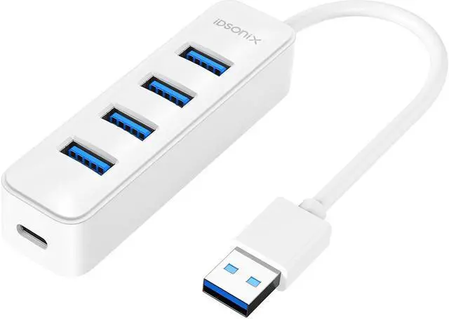 Main image of idsonix 4-Port USB 3.0 Hub Multi High Speed HUB Splitter Expansion PC Macbook White