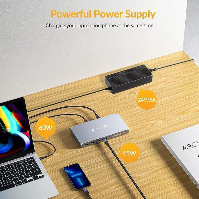 Alt view image 5 of 7 - iDsonix Thunderbolt 3 Docking Station USB C Thunderbolt 3 Dock 8K@60HZ & Dual 4K@60HZ Display with 60W Charging for Mac and Windows Laptops, NVMe&SATA M.2 Slots, USB3.2 DP Aux Ethernet