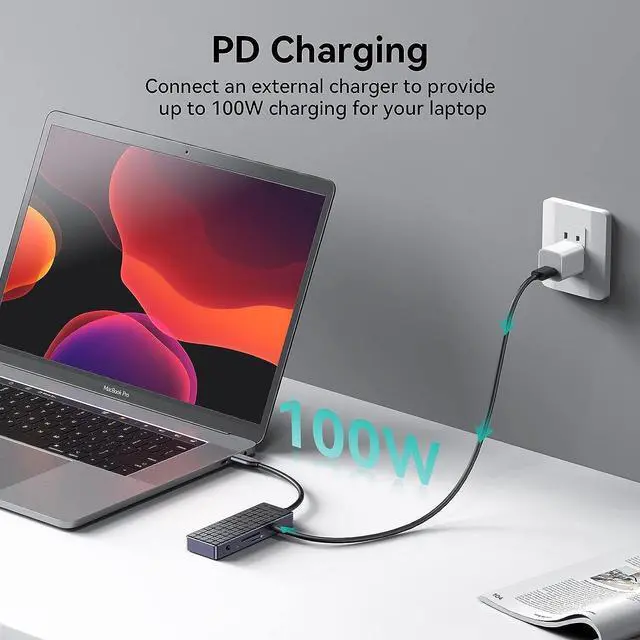 Alt view image 4 of 7 - Yottamaster USB C Hub Hdmi Adapter, 6 in 1 USB C Hub Multiport Adapter with 4K HDMI, USBA 3.0, 100W PD, 3.5mm Audio, Compatible with MacBook Pro/Air, Surface Pro and More Type C Laptop Devices