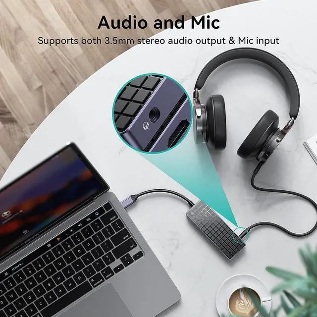 Alt view image 5 of 7 - Yottamaster USB C Hub Hdmi Adapter, 6 in 1 USB C Hub Multiport Adapter with 4K HDMI, USBA 3.0, 100W PD, 3.5mm Audio, Compatible with MacBook Pro/Air, Surface Pro and More Type C Laptop Devices