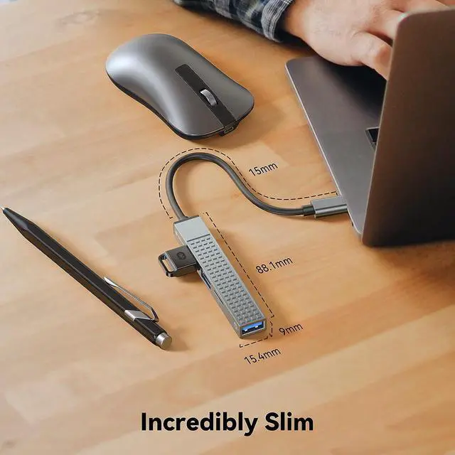Alt view image 7 of 7 - Yottamaster USB C Hub, 4-in-1 USB C Adapter, Ultra Slim Data Hub with USB A 3.0*1 / USB A 2.0*3 Ports, Compatible with Windows/Mac OS/Android