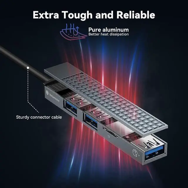 Alt view image 4 of 7 - Yottamaster USB C Hub, 4-in-1 USB C Adapter, Ultra Slim Data Hub with USB A 3.0*1/USB A 2.0*2/TF Card Ports, Compatible with Windows/Mac OS/Android USB-C to USB 3.0
