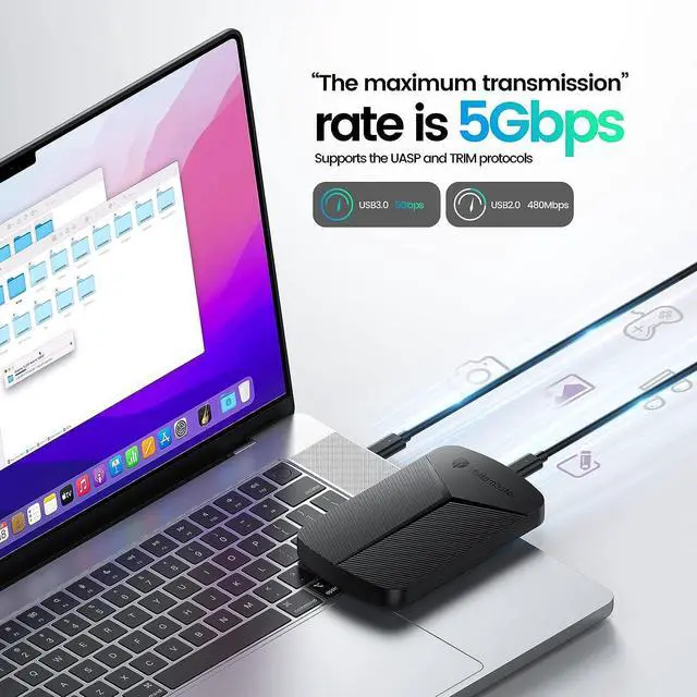 Alt view image 5 of 7 - Yottamaster 2.5 inch Hard Drive Enclosure, USB 3.0 5Gbps External HDD Enclosure for 7mm 2.5 HDD/SSD with UASP&Trim, Tool-less SSD Enclosure with USB 3.0 Cable