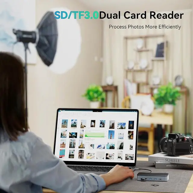 Alt view image 4 of 7 - Yottamaster USB C Hub with SSD Enclosure,10-in-1 USB-C Docking Station for M.2 PCIe NVMe/SATA SSD,10Gbps USB 3.2 Gen2, 4K@60Hz HDMI,100W PD, SD/TF3.0 Card Reader,Ethernet,Support 4TB for Windows,Mac