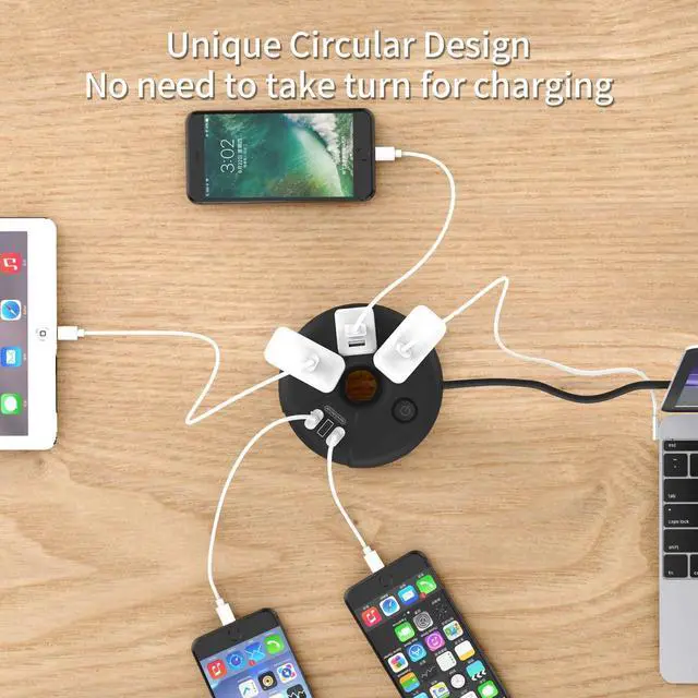 Alt view image 4 of 7 - Travel Power Strip, NTONPOWER Portable Charging Station 3 USB Without Surge Protector Short Extension Cord 15 inches Compact for Home, Office, Cruise Ships, Business Trip, Hotels, Black