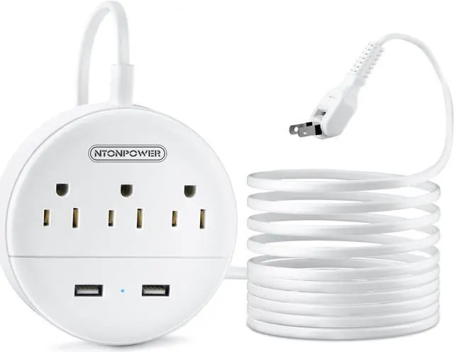 Main image of NTONPOWER 2 Prong Power Strip, 9.8ft Extension Cord with Polarized Plug, 3 Prong to 2 Prong Outlet Adapter, 3 Outlets 2 USB Charging Ports, Wall Mountable, Ideal for Old House Non-Grounded Outlets