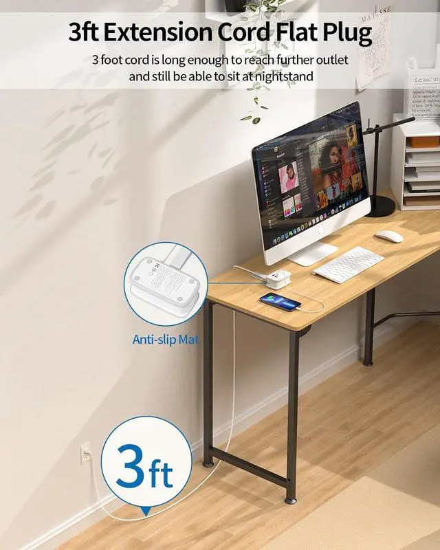 Alt view image 5 of 7 - Travel Power Strip with USB Ports, NTONPOWER 2 Widely Outlets 3 USB with 3FT Short Extension Cord Flat Plug, Mini Power Strip Flat Plug, Portable Small Size for Travel Cruise Essentials, White