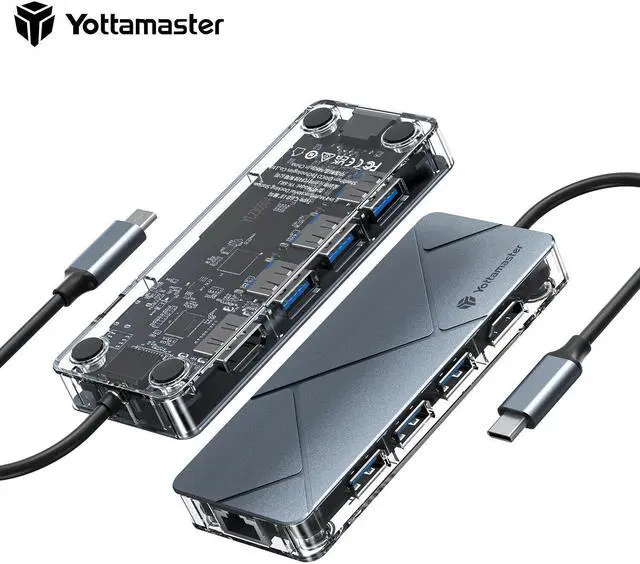 Alt view image 2 of 4 - Yottamaster USB C Hub Docking Station PD100W 4K HDMI RJ45 VGA SD For MacBook Air