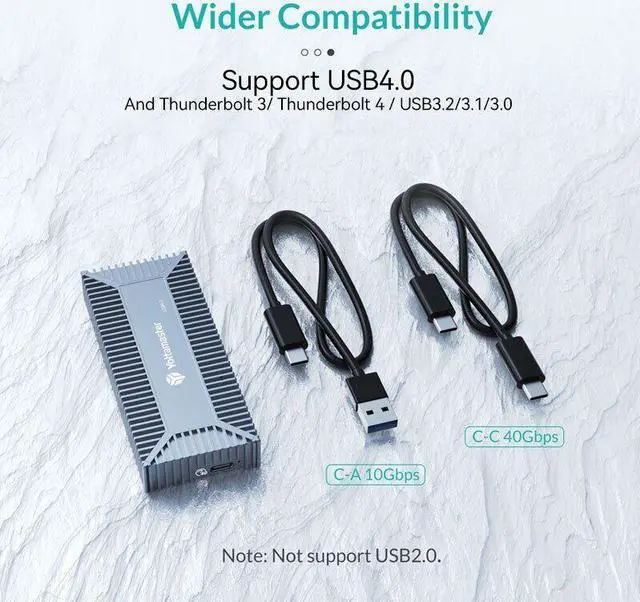 Alt view image 3 of 13 - Yottamaster 40Gbps M.2 SSD Enclosure for 2280 NVMe SSD-NVMe Enclosure for Thunderbolt 4/Thunderbolt 3/USB4, Up to 2800MB/s