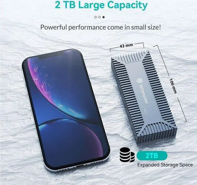 Alt view image 4 of 13 - Yottamaster 40Gbps M.2 SSD Enclosure for 2280 NVMe SSD-NVMe Enclosure for Thunderbolt 4/Thunderbolt 3/USB4, Up to 2800MB/s