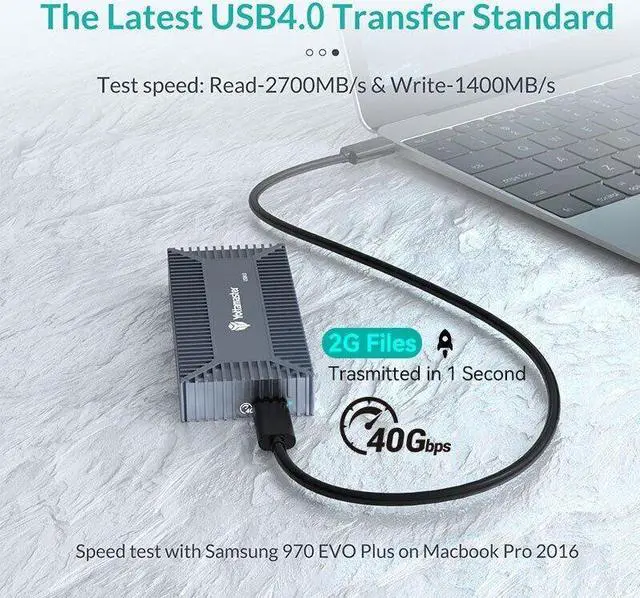 Alt view image 5 of 13 - Yottamaster 40Gbps M.2 SSD Enclosure for 2280 NVMe SSD-NVMe Enclosure for Thunderbolt 4/Thunderbolt 3/USB4, Up to 2800MB/s