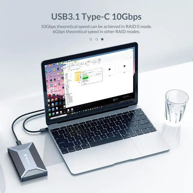 Alt view image 4 of 14 - Yottamaster Dual Bay M.2 NGFF SATA USB C 3.2 Hard Drive Enclosure RAID Adapter