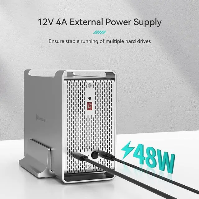 Alt view image 7 of 7 - Yottamaster 2 Compartment RAID Hard Drive Enclosure, Aluminium USB3.0 External SATA Hard Drive Enclosure for 3.5 Inch Hard Drives Support for RAID 0/1/SPAN, up to 32 TB