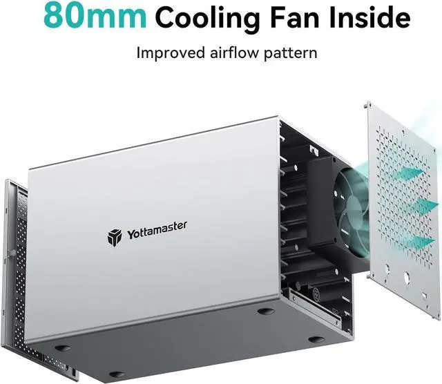 Alt view image 4 of 7 - Yottamaster 5 Bay 2.5 & 3.5 Inch SATA Hard Drive Enclosure, 6Gbps USB C HDD/SSD Enclosure with Fan, Up to 80TB(5x16TB) Direct Attached Storage (DAS) for Data Backup NAS Expansion [PS500C3]