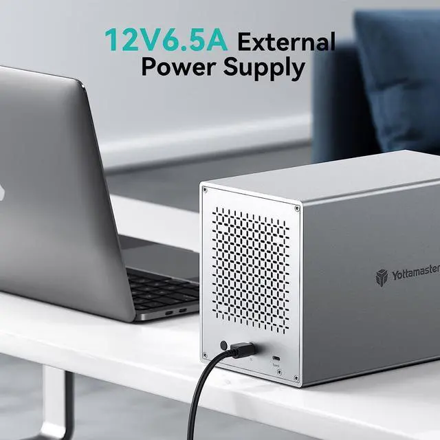 Alt view image 6 of 7 - Yottamaster 5 Bay 2.5 & 3.5 Inch SATA Hard Drive Enclosure, 6Gbps USB C HDD/SSD Enclosure with Fan, Up to 80TB(5x16TB) Direct Attached Storage (DAS) for Data Backup NAS Expansion [PS500C3]
