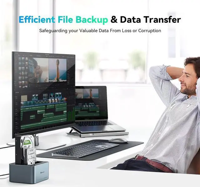 Alt view image 2 of 7 - Yottamaster Dual Bay Docking Station, Hard Drive Dock 10Gbps USB C for 2.5" & 3.5" SATA HDD/SSD, Support 2x18TB Drives, Suitable for PC/Smart TV/Smart Router - No Offline Cloning [KB200]
