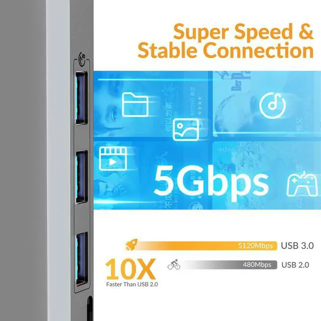 Alt view image 5 of 7 - USB C Hub, iDsonix 8 in 1 USB C Hub Aluminium Multiport Adapter, USB C Docking Station with HDMI 4K@60Hz, PD 100W, 1Gigabit Ethernet, SD/TF Card Reader for MacBook Air/Pro iPad Dell/Hp Laptop Grey