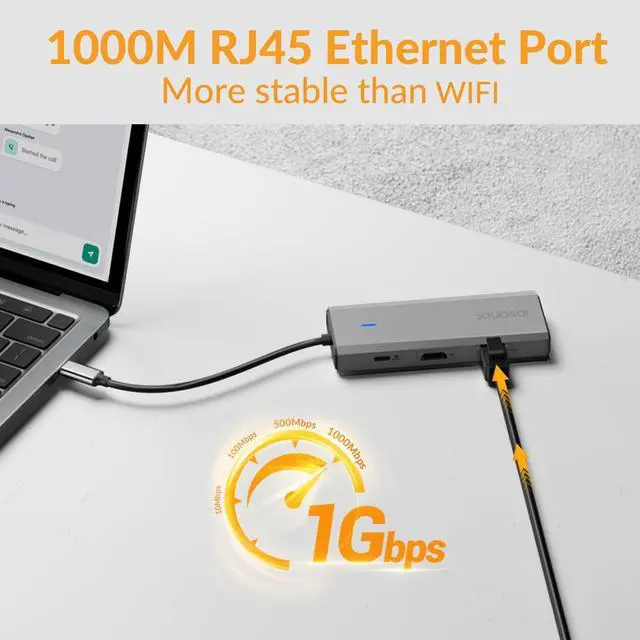 Alt view image 6 of 7 - USB C Hub, iDsonix 8 in 1 USB C Hub Aluminium Multiport Adapter, USB C Docking Station with HDMI 4K@60Hz, PD 100W, 1Gigabit Ethernet, SD/TF Card Reader for MacBook Air/Pro iPad Dell/Hp Laptop Grey