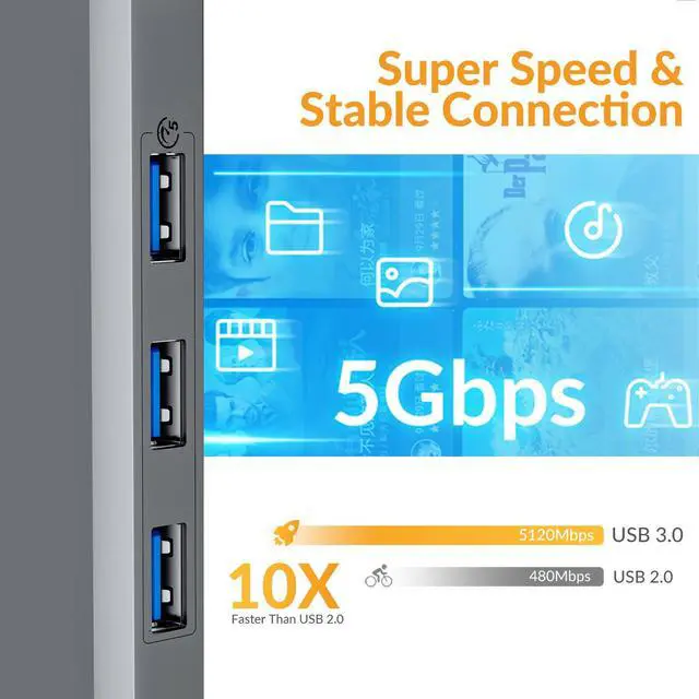 Alt view image 3 of 6 - 6 in 1 USB C HUB Type-C Multi USB Port 4K HDMI Adapter Dock PD 60W