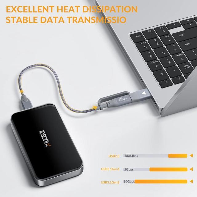 Alt view image 6 of 7 - Dsonix 500G Portable SSD, External SSD 10Gbps USB 3.1 Gen 2, Up to 1030MB/s Read, Portable Hard Drive SSD Compatible with PC/Laptops/iPad/Mac (2 in 1 Cable Included)