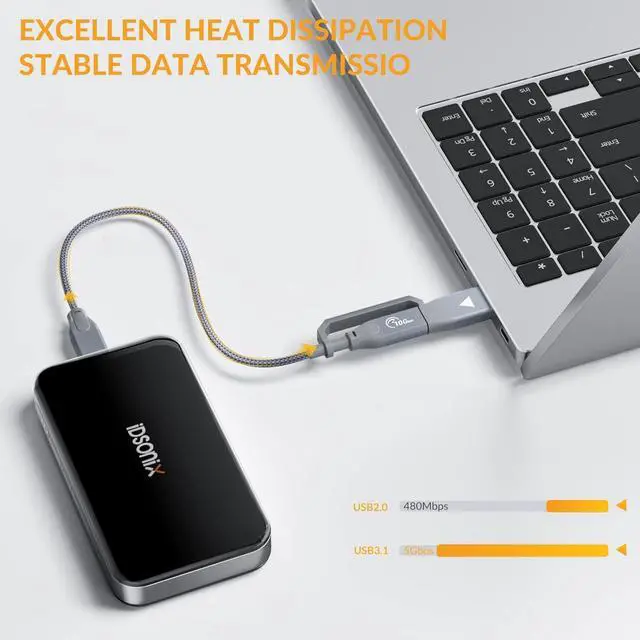 Alt view image 5 of 7 - iDsonix 256G Portable SSD, External SSD USB 3.1 Gen 1, Up to 551MB/s Read, Portable Hard Drive SSD Compatible with PC/Laptops/iPad/Mac (2 in 1 Cable Included)