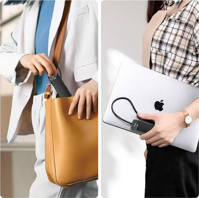 Alt view image 3 of 6 - iDsonix-AMPW2AC USB C Hub, USB Extension Type C Multiport Adapter with 100W PD, USB-C & 2 USB-A Data Slim USB Splitter for iPhone, Samsung, MacBook Air/Pro, iPad Pro, Chromebook, Dell XPS, HP, etc