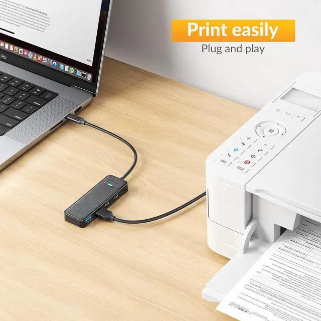 Alt view image 6 of 6 - iDsonix-AMPW2AC USB C Hub, USB Extension Type C Multiport Adapter with 100W PD, USB-C & 2 USB-A Data Slim USB Splitter for iPhone, Samsung, MacBook Air/Pro, iPad Pro, Chromebook, Dell XPS, HP, etc
