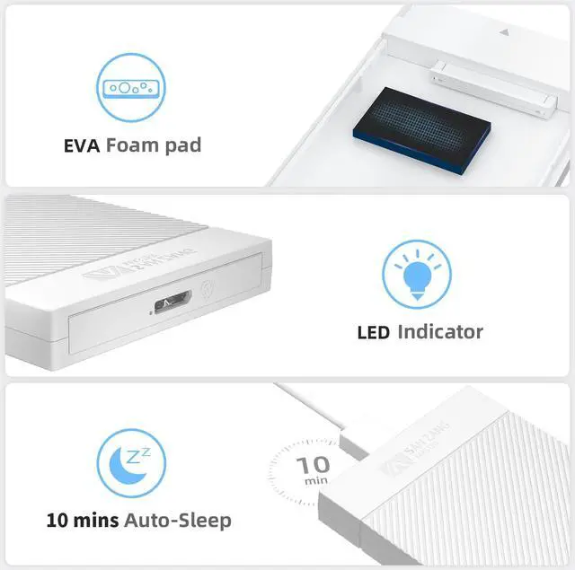 Alt view image 3 of 5 - SAN ZANG BY IDsonix 2.5 Inch Hard Drive Enclosure, 5Gbps USB 3.1 Gen 1 to SATA III High-Speed Transmission for 7-9.5MM HDD SSD Enclosure, USB-A to USB-B, Support UASP Trim for Windows PS4 Xbox (White)