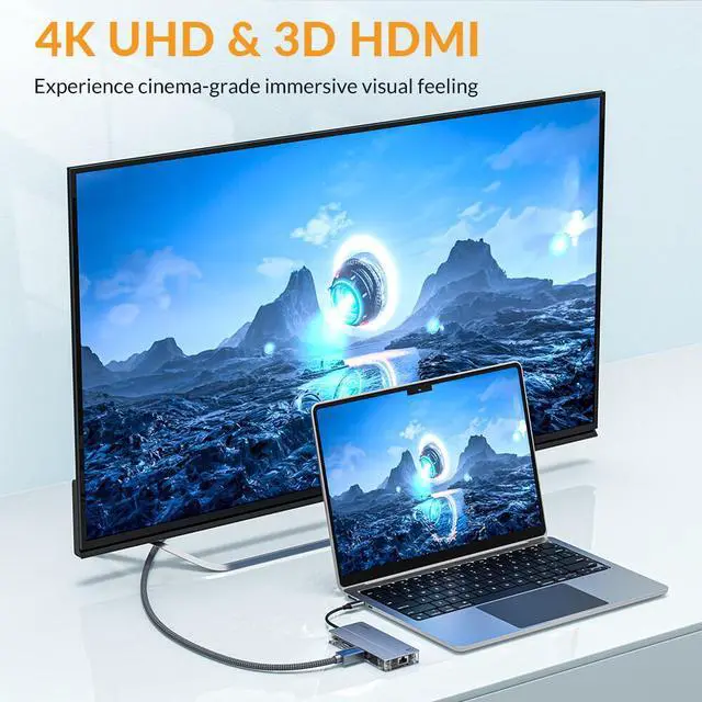Alt view image 3 of 6 - iDsonix USB C Hub, 6 in 1 USB C hub with HDMI 4K, 5Gbps Data, 1000M Ethernet, PD 100W, USB C Hub Multi Port Adapters for MacBook Air/Pro Laptop