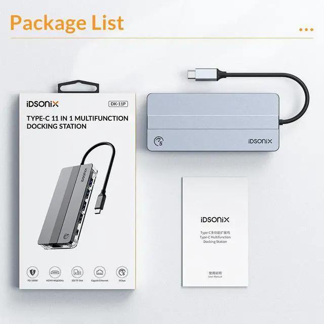 Alt view image 4 of 7 - iDsonix USB C Hub, 11 in 1 USB C hub with HDMI 4K, 5Gbps Data, 1000M Ethernet, PD 100W, USB C Hub Multi Port Adapters for MacBook Air/Pro Laptop
