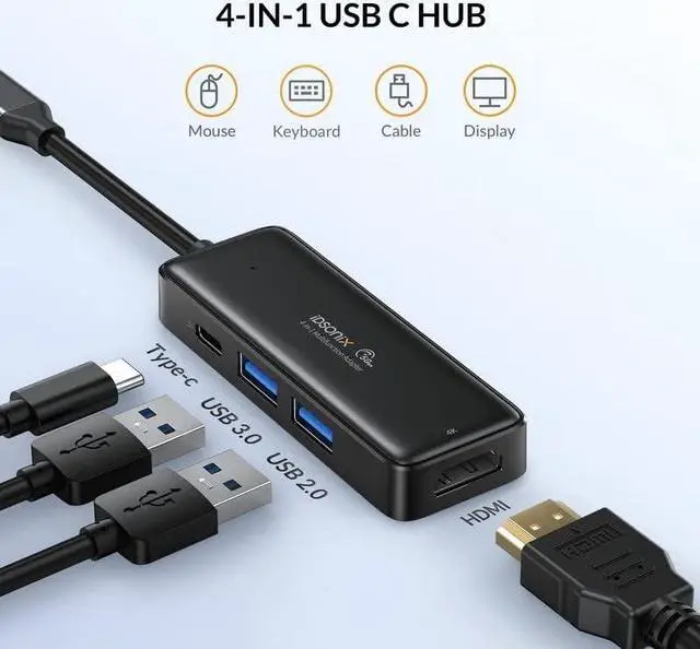 Alt view image 2 of 7 - USB C HUB, iDsonix USB-C Multiport USB Hub with 4K HDMI, USB 3.0 5Gbps Data Transfer Port for MacBook Pro/Air M1 2020, iPad Pro 2021, iPad Mini 6, Surface Pro and More(4P)