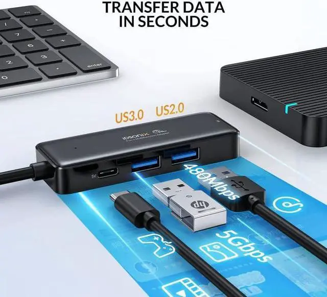 Alt view image 4 of 7 - USB C HUB, iDsonix USB-C Multiport USB Hub with 4K HDMI, USB 3.0 5Gbps Data Transfer Port for MacBook Pro/Air M1 2020, iPad Pro 2021, iPad Mini 6, Surface Pro and More(4P)