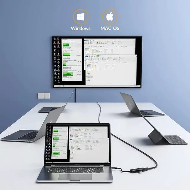 Alt view image 6 of 7 - USB C HUB, iDsonix USB-C Multiport USB Hub with 4K HDMI, USB 3.0 5Gbps Data Transfer Port for MacBook Pro/Air M1 2020, iPad Pro 2021, iPad Mini 6, Surface Pro and More(4P)